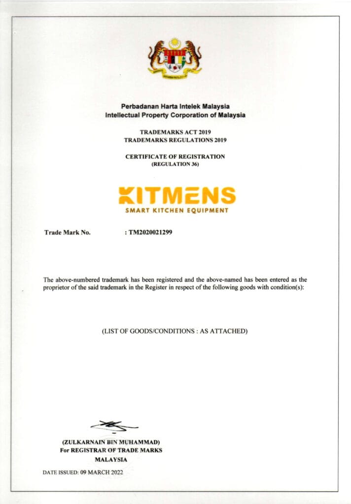 Trademark Certificate Kitmens