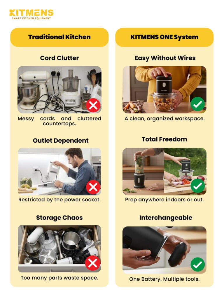 KITMENS ONE Cordless 12V Battery Rechargeable Interchangeable Portable Battery For Chopper Hand Mixer Blender Bateri