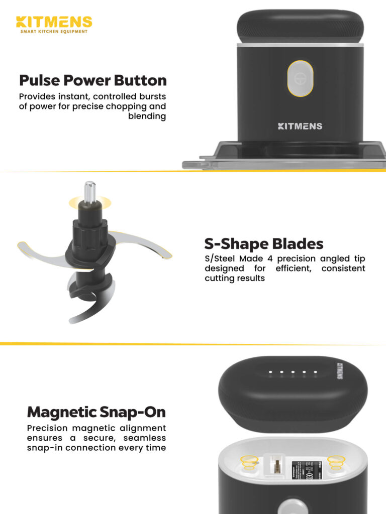 KITMENS ONE Cordless Chopper Wireless Food Processor Garlic Chilli Meat Mincer Portable Grinder Pencincang Bawang Daging