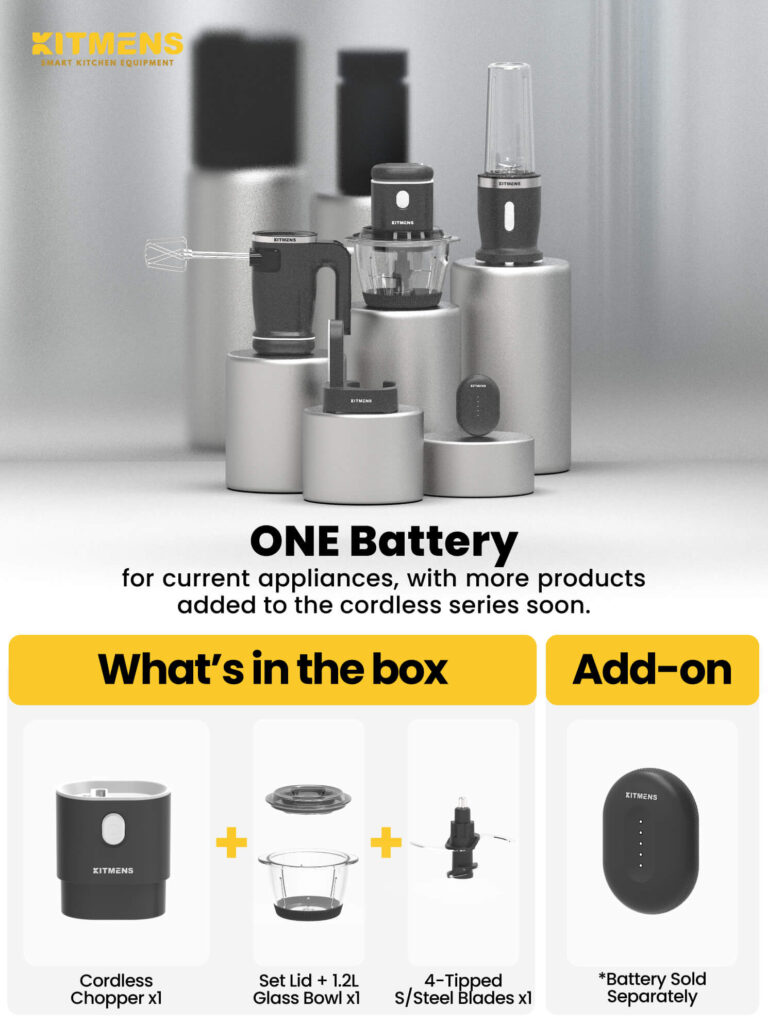 KITMENS ONE Cordless Chopper Wireless Food Processor Garlic Chilli Meat Mincer Portable Grinder Pencincang Bawang Daging