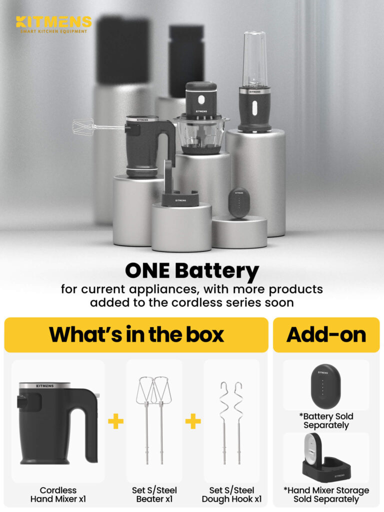 ONE Cordless Hand Mixer Wireless Electric Handheld Portable Small Lightweight Cake Mixer Pengadun Kek