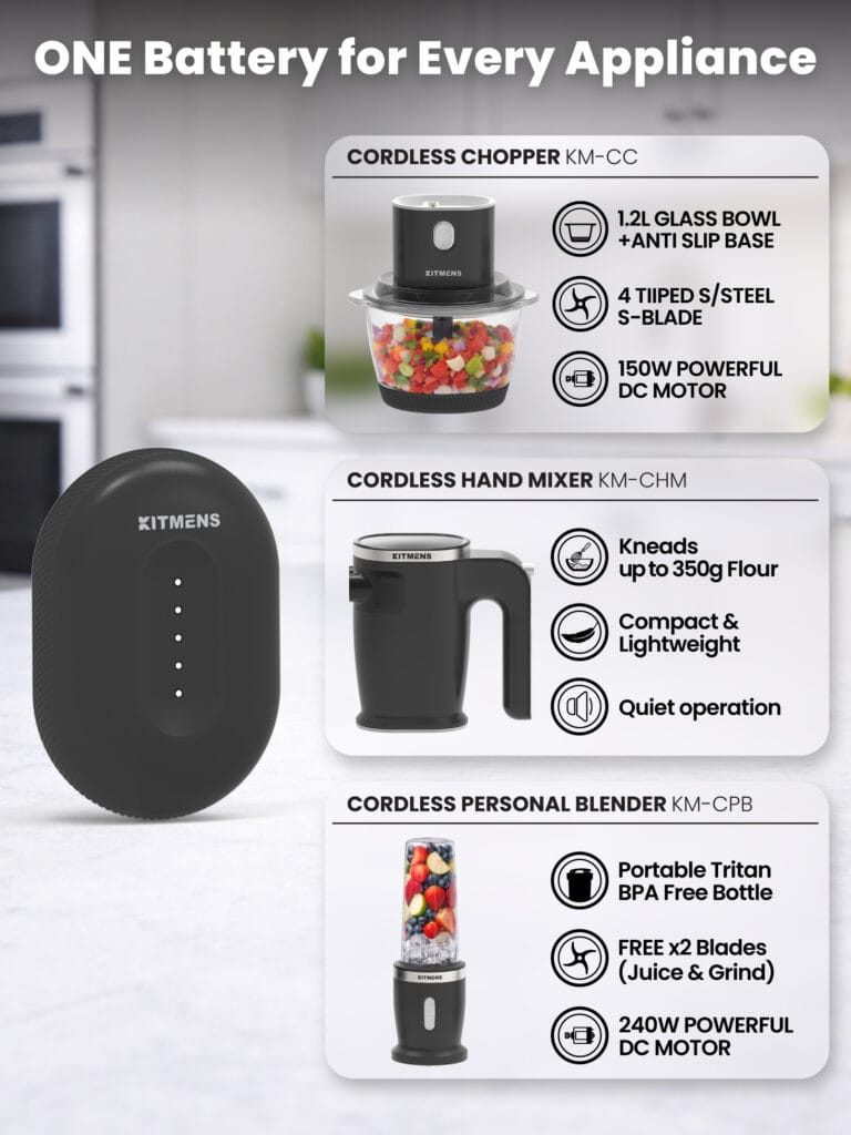 KITMENS ONE Cordless 12V Battery Rechargeable Interchangeable Portable Battery For Chopper Hand Mixer Blender Bateri 01
