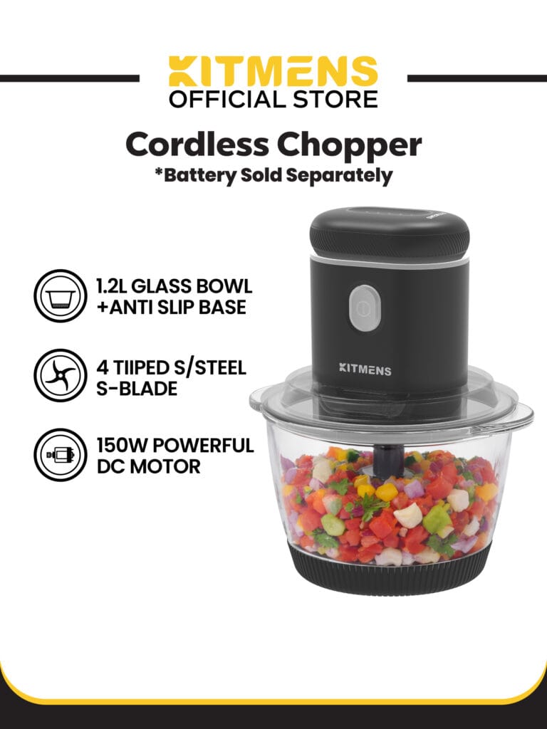 KITMENS ONE Cordless Chopper Wireless Food Processor Garlic Chilli Meat Mincer Portable Grinder Pencincang Bawang Daging